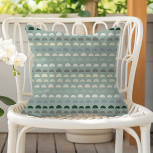Modern Half Circle Abstract Pattern Sage Green Outdoor Pillow