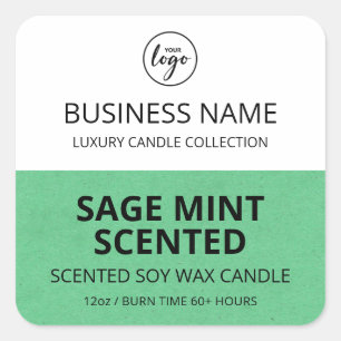 Modern Half Green White Design Soy Candle Labels