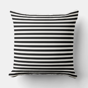 Modern Half-Inch Black & White Stripe Pattern Throw Pillow