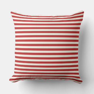 Modern Half-Inch Crimson Red & White Stripe Throw Pillow
