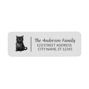 Modern Halloween Black Cat Custom Family Name