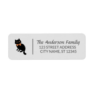 Modern Halloween Black Cat Custom Family Name