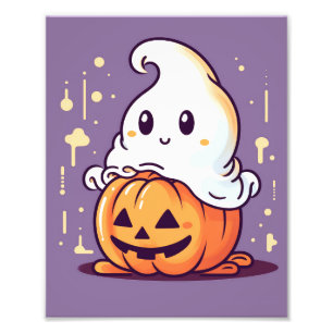 Modern Halloween Cute Ghost  Photo Print