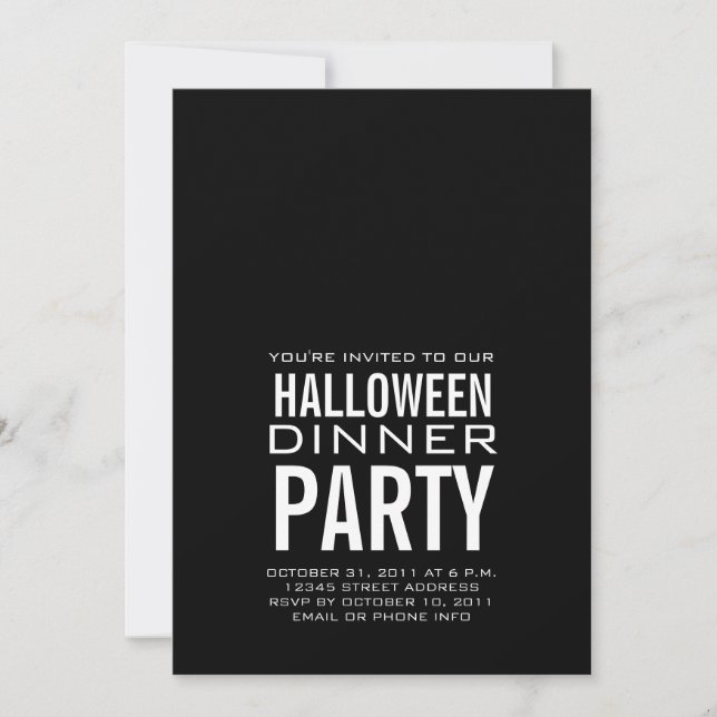 MODERN HALLOWEEN DINNER PARTY INVITATION BLACK (Front)