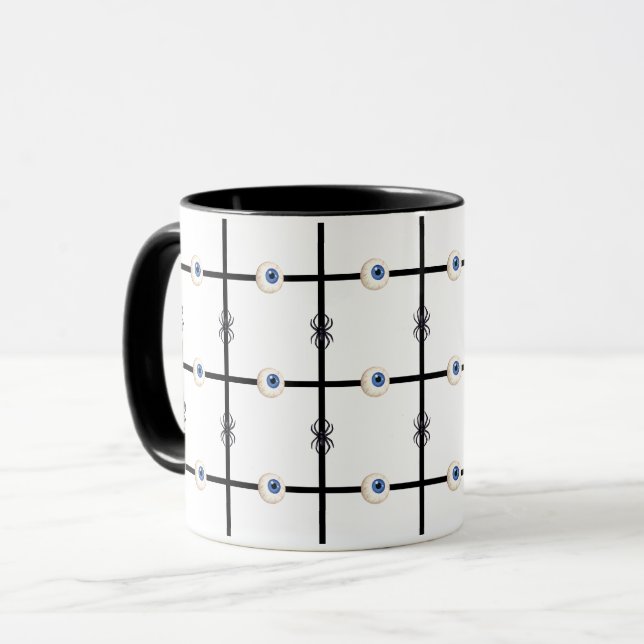 Modern Halloween Eyeball Watching Spider Mug (Front Left)
