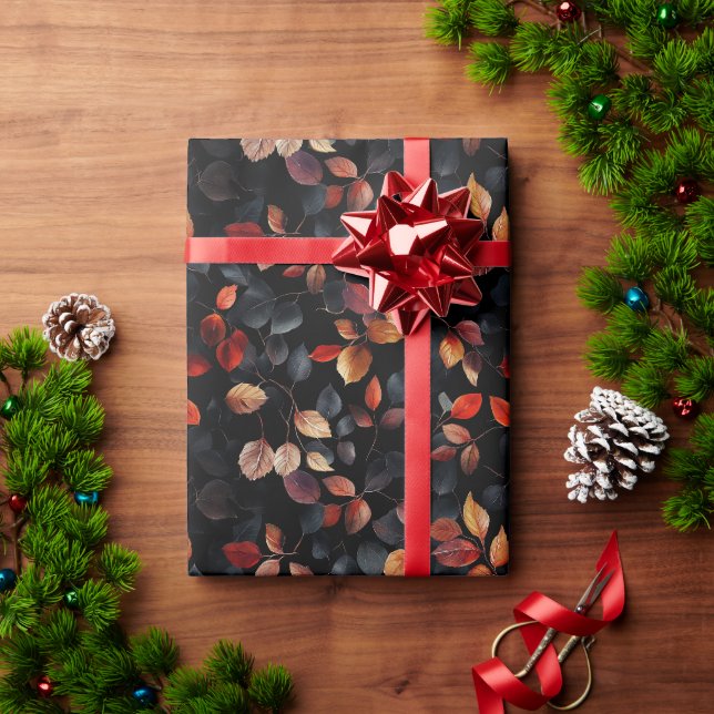 Modern Halloween Fall Leaves  Wrapping Paper (Holiday Gift)