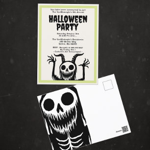 Modern Halloween Party Devil Skull Postcard