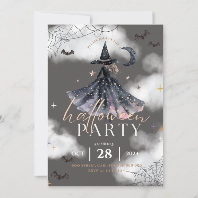 Modern Halloween Party Invitation for Teenage (Front)