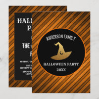 Modern Halloween Party Orange and Black Witch