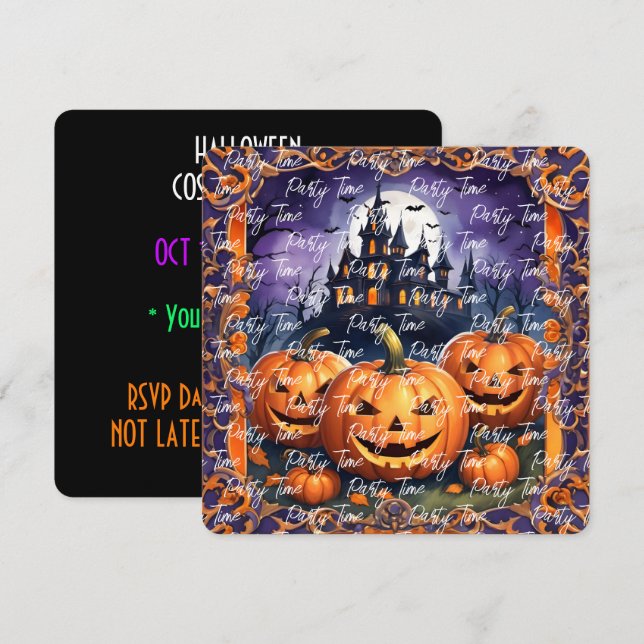 Modern Halloween Pumpkin Autumn Collection Invitation (Front/Back)