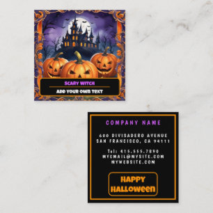 Modern Halloween Pumpkin Autumn Collection Square Business Card