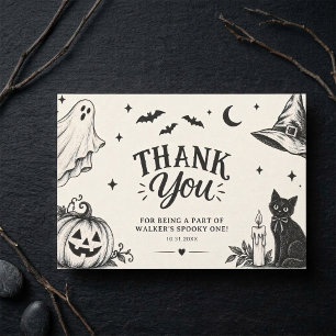 Modern Halloween Spooky 1st Birthday Party Thank You Card