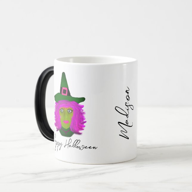 Modern Halloween Witch Glam Script Personalized  Magic Mug (Front Left)