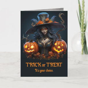 Modern Halloween Witch with Jack o' Lanterns Card