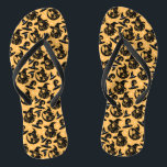 Modern Halloween Woman Witches Hat Orange Flip Flops<br><div class="desc">Witches with a witch hat pattern design in orange colour.</div>