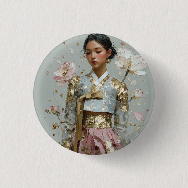 Modern Hanbok Art Print 1 Inch Round Button (Front)