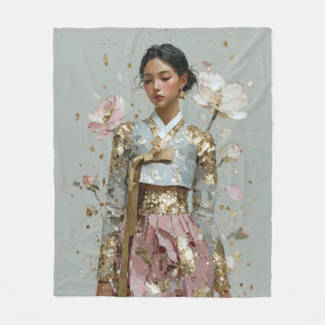 Modern Hanbok Art Print Fleece Blanket (Front)