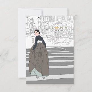 Modern Hanbok woman  Greeting card
