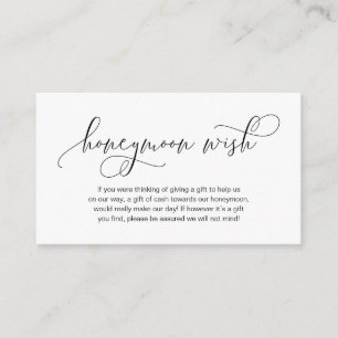 Modern hand Black ink script, Honeymoon Wish Enclosure Card