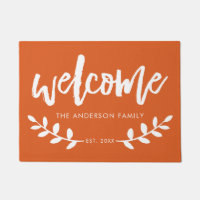 Modern Hand Brushed Font Leaf Personalized Orange