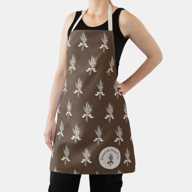 Modern Hand Draw Wheat Pattern Bakery Apron (Insitu)