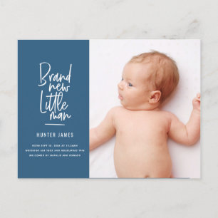 Modern hand drawn baby boy birth announcement