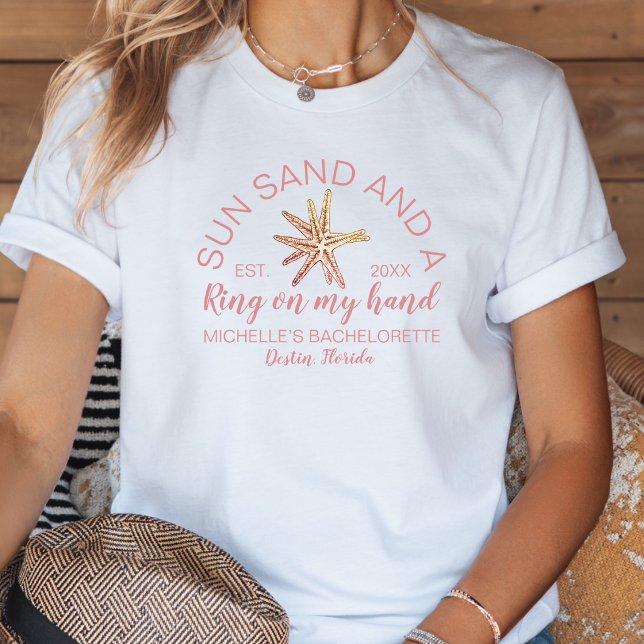 Modern Hand Drawn Beach Bachelorette Bride Tri-Blend Shirt (Creator Uploaded)