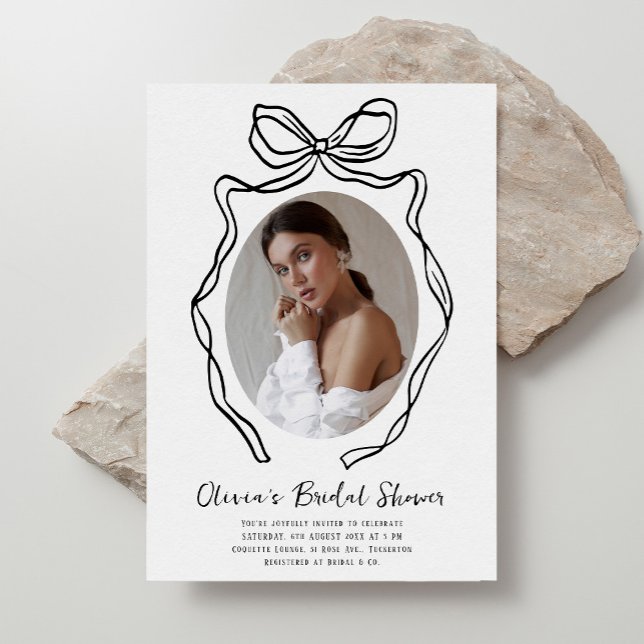 Modern Hand Drawn Bow Whimsical Bridal Shower Invitation (Creator Uploaded)