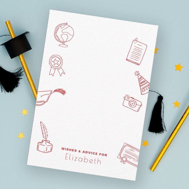  Modern Hand Drawn Chic Red Graduate  Enclosure Card (Creator Uploaded)