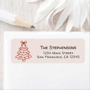 Modern Hand Drawn Christmas Tree Return Address