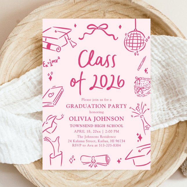 Modern Hand Drawn Class of 2026 Graduation Party Invitation (Modern Hand Drawn Class of 2026 Graduation Party Invitation)