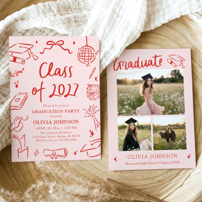 Modern Hand Drawn Class of 2027 Graduation Party Invitation (Modern Hand Drawn Class of 2027 Graduation Party Invitation)