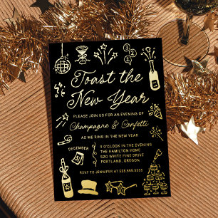 Modern Hand Drawn Doodle New Year’s Eve Party