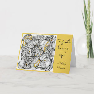 Modern Hand-Drawn Doodle with Youth Quote Birthday Card