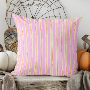 Modern Hand Drawn Fall Orange and Purple Striped Throw Pillow