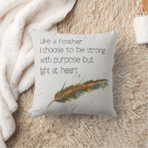 Modern Hand-drawn Feather with Strength Quote 