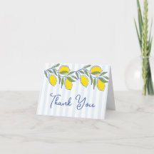 Modern Hand Drawn Lemons Blue Stripes Amalfi Coast