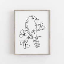 Modern Hand-Drawn Line Art Bird Illustration