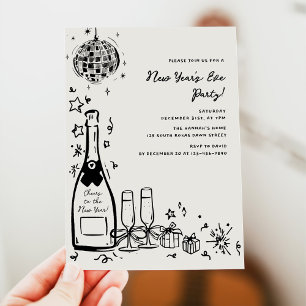 Modern Hand Drawn New Year's Eve Party Invitation