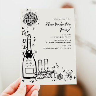 Modern Hand Drawn New Year's Eve Party Invitation