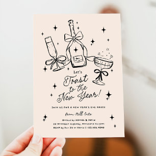 Modern Hand Drawn New Year's Eve Party Invitation
