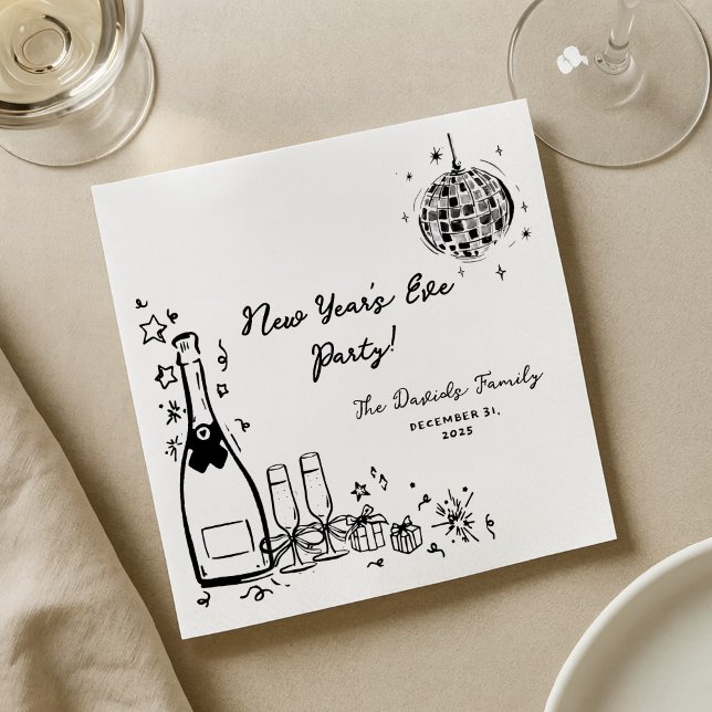 Modern Hand Drawn New Year's Eve Party  Napkin (Creator Uploaded)