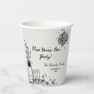 Modern Hand Drawn New Year's Eve Party  Paper Cups
