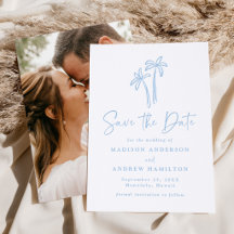 Modern Hand-Drawn Palm Trees Wedding Save the Date