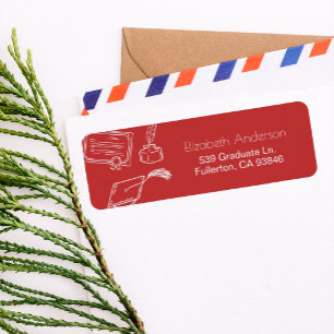 Modern Hand Drawn Red Graduate Invitation Return
