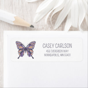 Modern Hand-Drawn Spring Butterfly Return Address