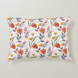 Modern Hand Drawn Tulips Accent Pillow