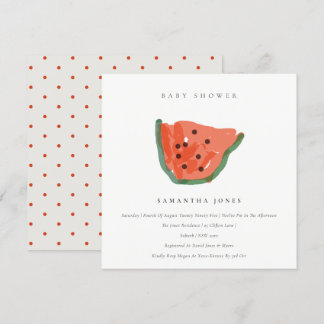Modern Hand Drawn Watermelon Fruit Baby Shower Invitation