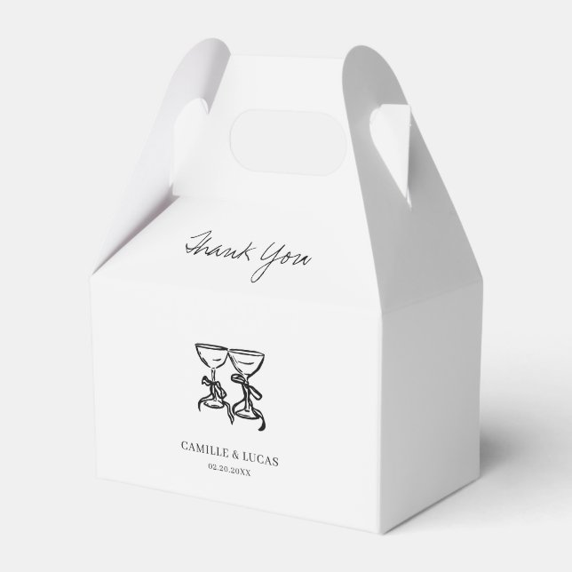 Modern Hand Drawn Wedding Favor Box (Front Side)