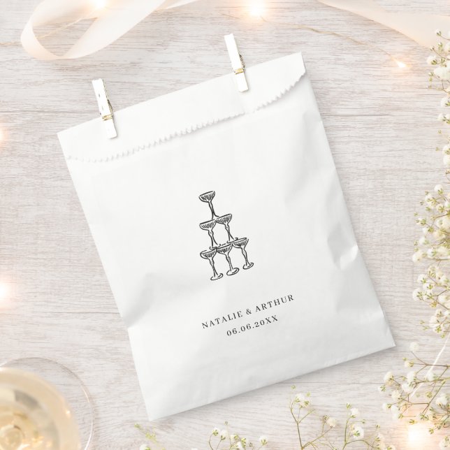 Modern Hand Drawn Wedding Favour Bag (Clipped)